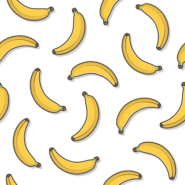 Banaan fruit naadloos patroon op een witte achtergrond. verse banaan pictogram vectorillustratie