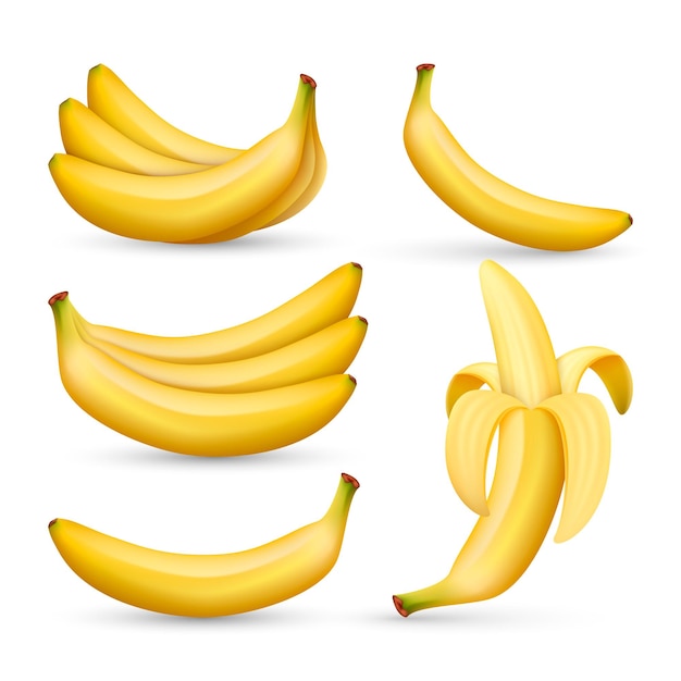 Banaan fruit set geïsoleerd op witte achtergrond