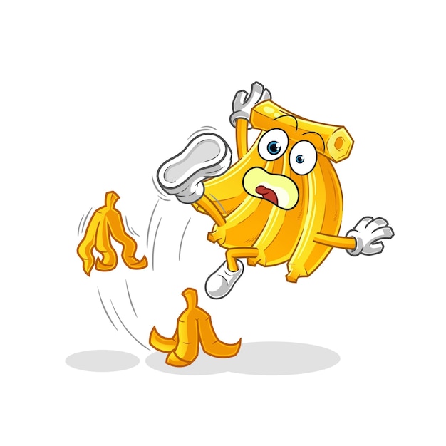 Banaan gleed op banaan. cartoon mascotte vector