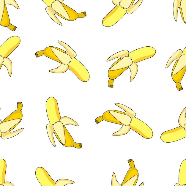 Banaan naadloos patroon bananen met slagachtergrond vector cartoon hand getrokken naadloos patroon