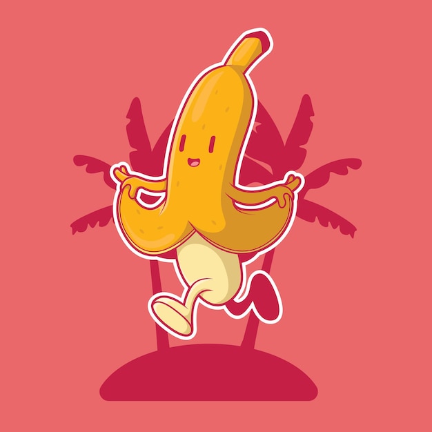 Banaan running in de natuur vectorillustratie voedsel sport grappig ontwerpconcept