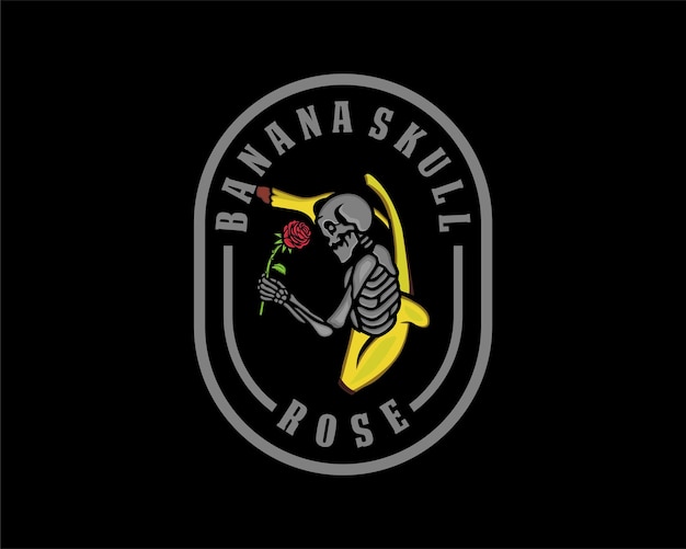 Banaan skull rose logo illustratie