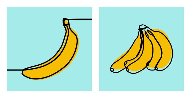 Banaanfruit minimale oneline continue lijntekeningen premium vector