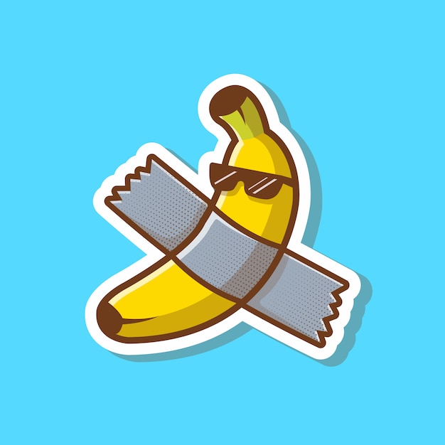 Vettore illustrazione della banana art using glasses sticker