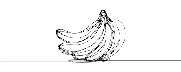 バナナの枝を描く連続線ベクトルイラスト 1行のバナナ