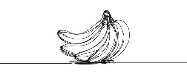 バナナの枝を描く連続線ベクトルイラスト 1行のバナナ