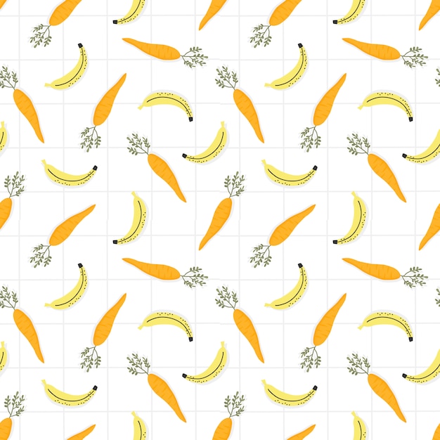 Banana and carrot seamless pattern