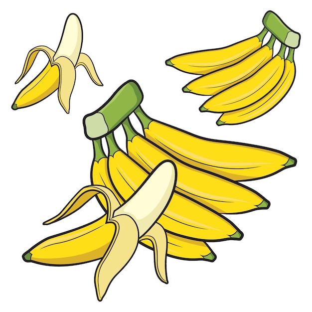 Vector banana cartoon set