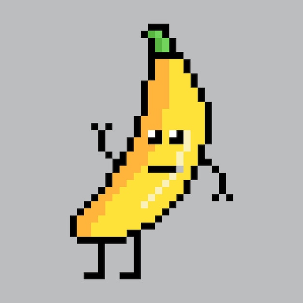 Banana character in pixel art style