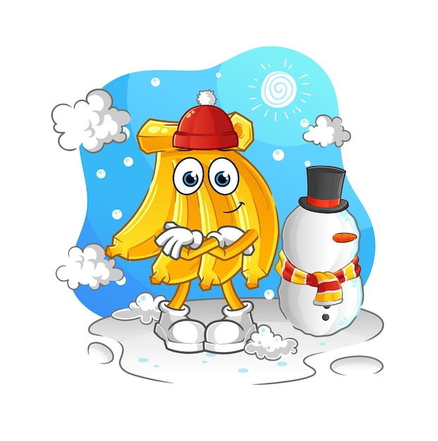 Banana in cold winter character cartoon mascot vector