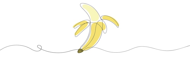 Illustrazione vettoriale del disegno a linea continua della banana banana a una linea