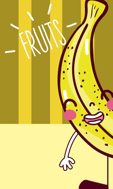 Vector banana cute and funny cartoon