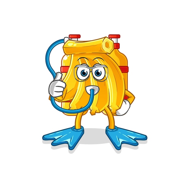 Banana diver cartoon. cartoon mascot vector