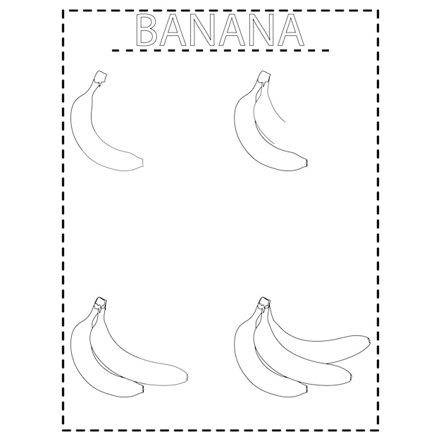 Banana draw Coloring pages For kids