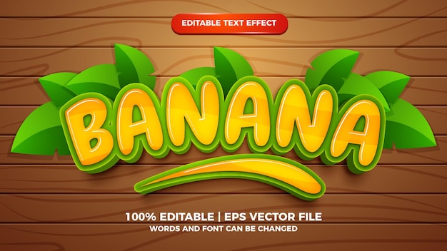 Effetto di testo modificabile banana 3d in stile cartone animato