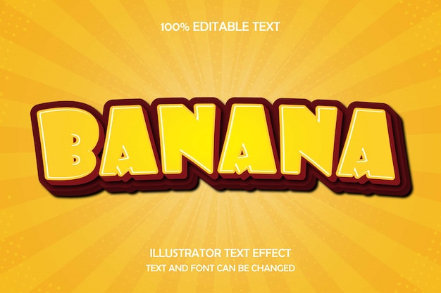 Banana, effetto testo modificabile moderno stile ombra comica