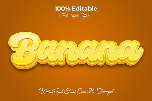 Vettore modello di effetto testo modificabile banana