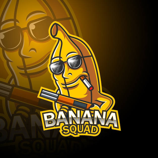 Vector banana esport mascot logo design