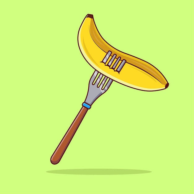 Banana and fork vector illustration