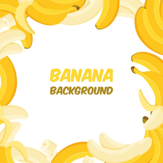 Vector banana frame pattern exotic  summer background concept in a trendy flat style