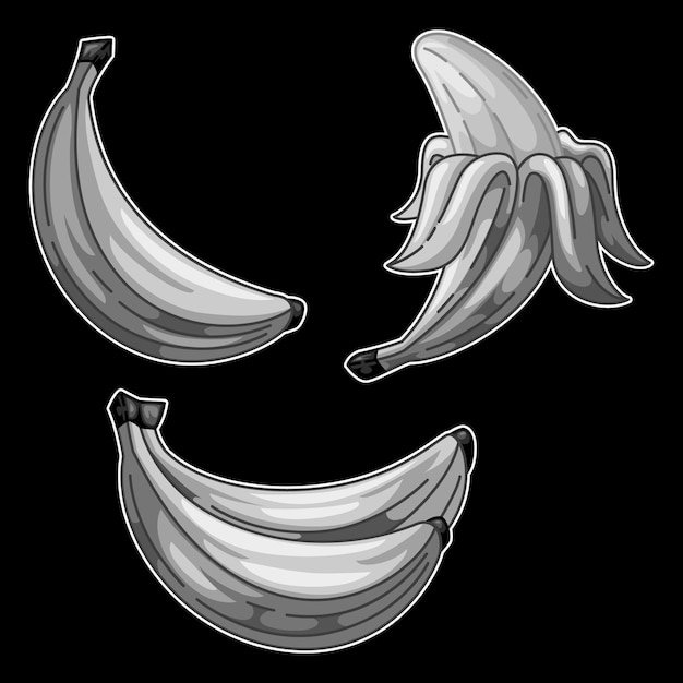 Vettore illustrazione in bianco e nero della frutta della banana