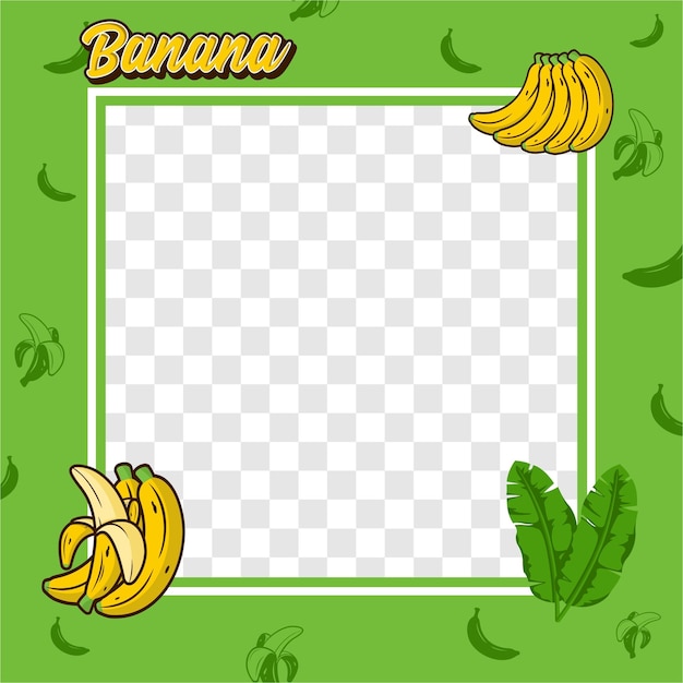 Banana fruit photo frame cover background design