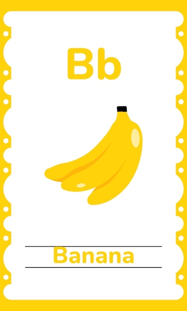 Vector banana fruit reading exercise practice worksheet for kids