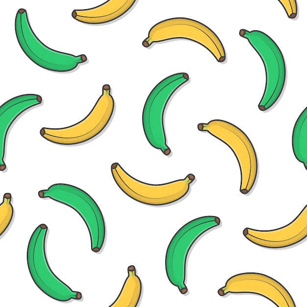 白い背景の上のバナナフルーツシームレスパターン新鮮なバナナのテーマアイコンイラスト