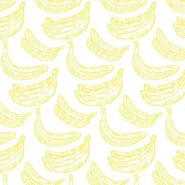 Banana Fruit Seamless Pattern On A White Background.