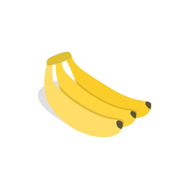 白地に等角投影の 3d スタイルのバナナ アイコン
