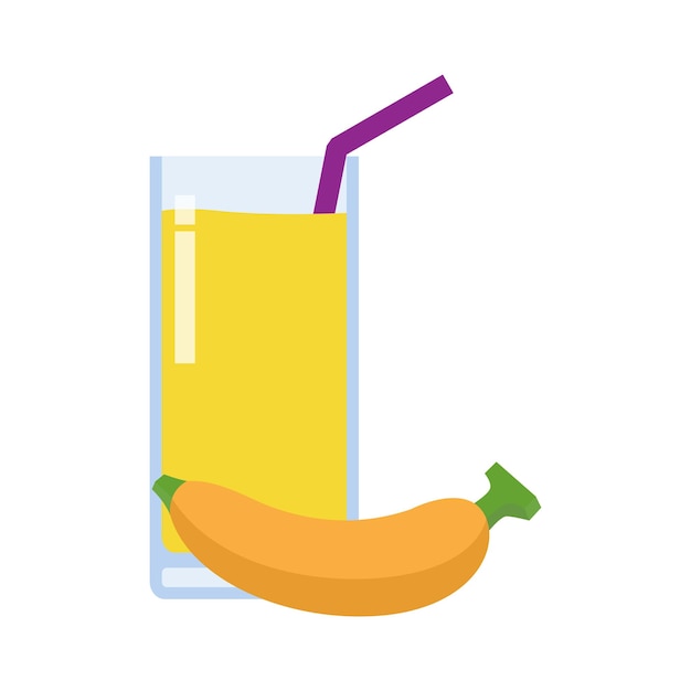 白い背景のベクトル図に分離されたバナナ ジュース アイコン フラット スタイル要素
