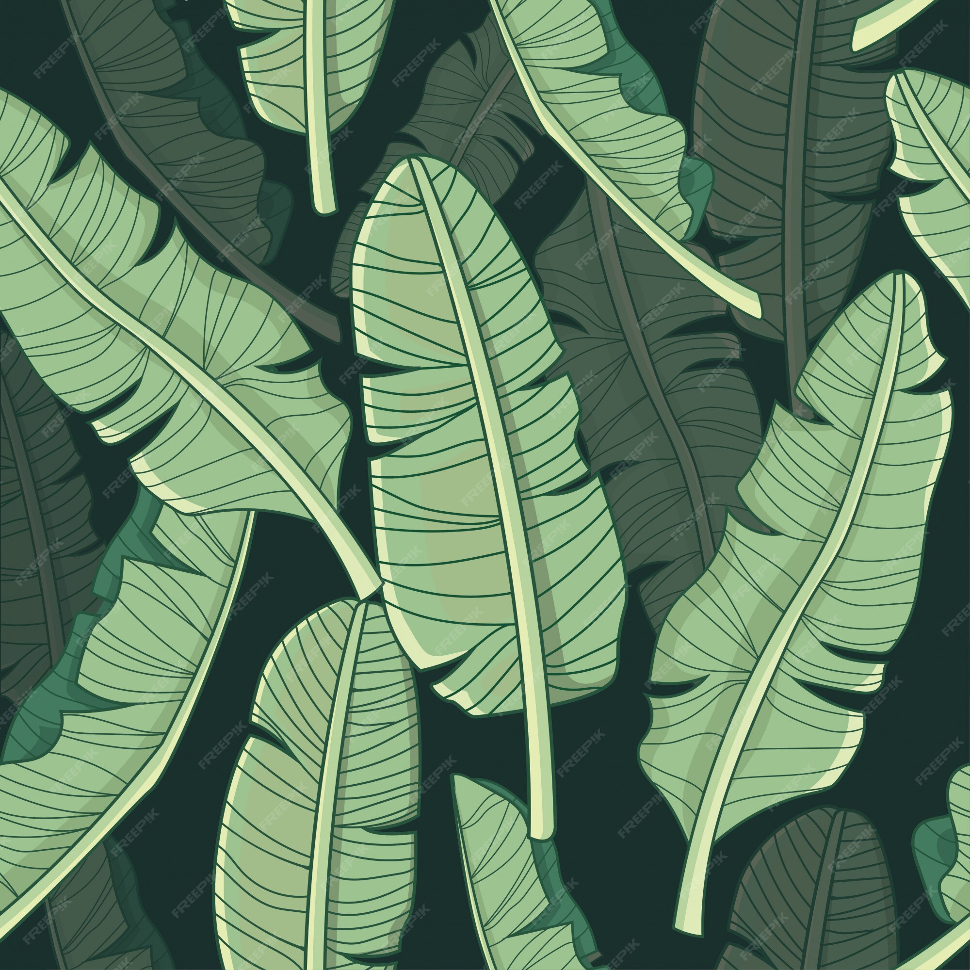 Premium Vector | Banana leaf tropical pattern