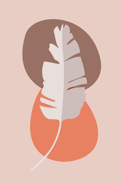 바나나 잎 Boho 스타일 미니멀리스트 Abstarct 트렌디 한 작품 벡터 간단한 평면 그림