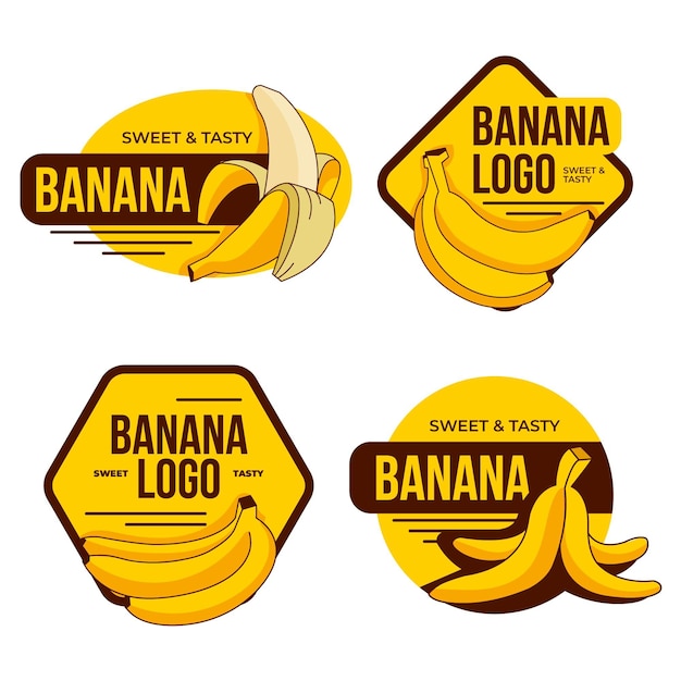 Вектор Коллекция логотипов бананов