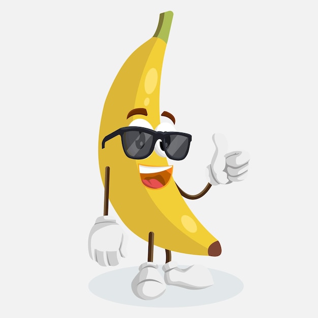 Vettore posizione del pollice della mascotte del logo della banana