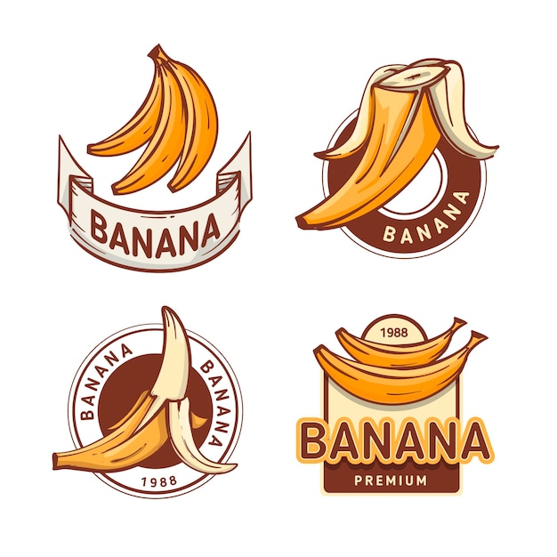 Коллекция шаблонов логотипов бананов