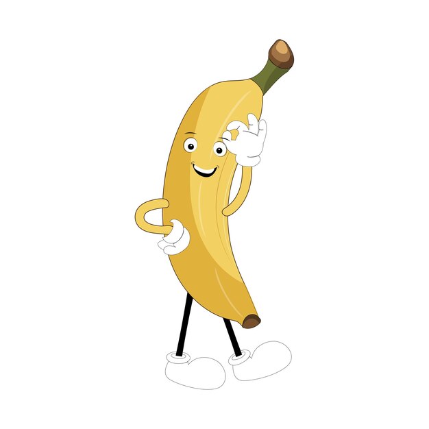 바나나 마스코트 (Banana Mascot) - 카 캐릭터, 과일 마스코트 캐릭터, 이모티콘 (Emoticon) - 행복한 바나나 (Happy Banana) 마스코트