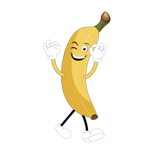 바나나 마스코트 (Banana Mascot) - 카 캐릭터, 과일 마스코트 캐릭터, 이모티콘 (Emoticon) - 행복한 바나나 (Happy Banana) 마스코트