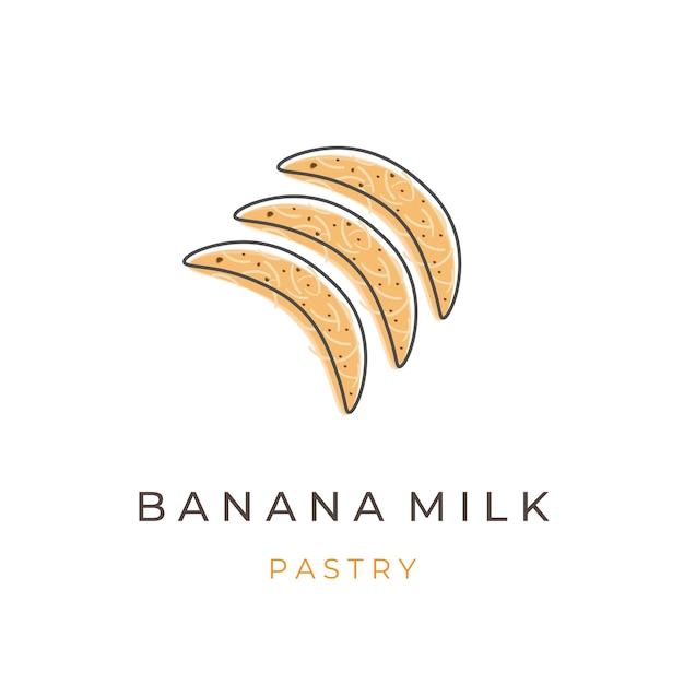 Banana Milk Pastry Cartoon Illustration Logo