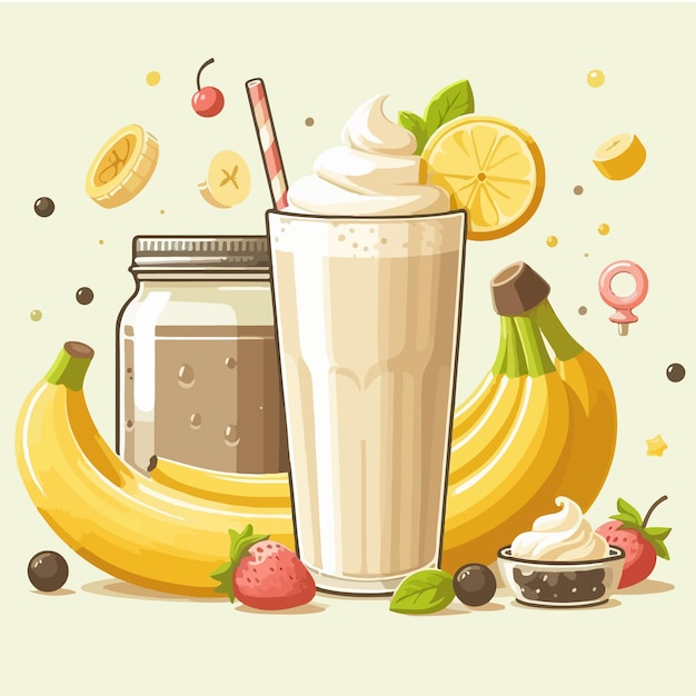 Vector banana milkshake ai generated image