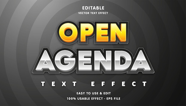 Banana open agenda editable text effect with modern and simple style