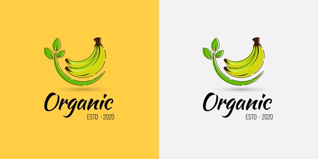 Logo di frutta biologica banana per negozio di frutta