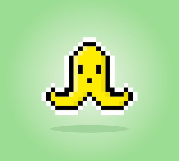 Banana pixels vector illustration of 8 bit game assets