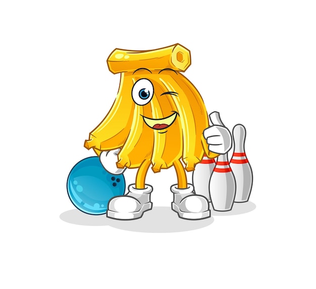 Banana play bowling illustration. character vector