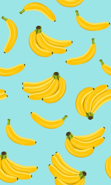 Vector banana seamless pattern, bunch of ripe banana