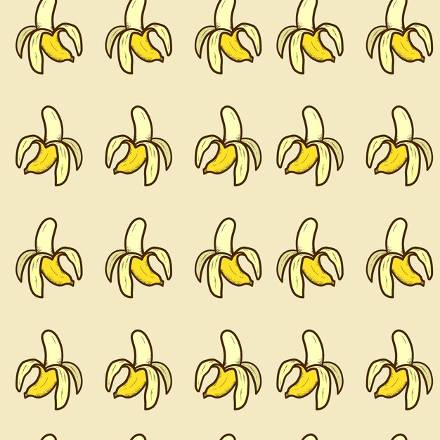 Banana seamless pattern Hand drawn Premium vector