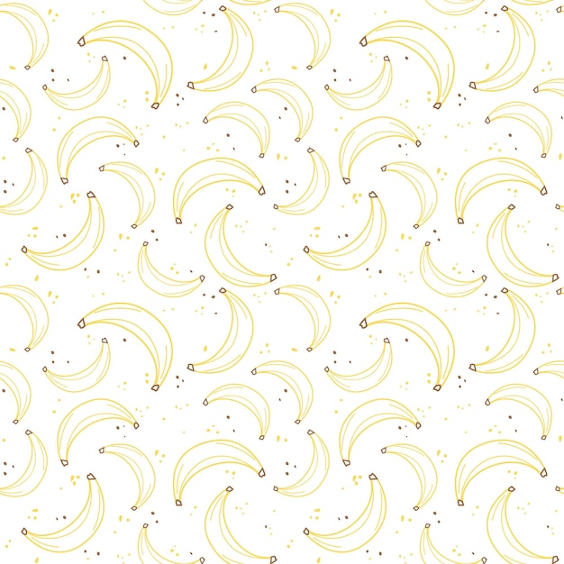 Banana modello piatto vettoriale senza giunture linea gialla frutta elegante modello di frutta su sfondo bianco