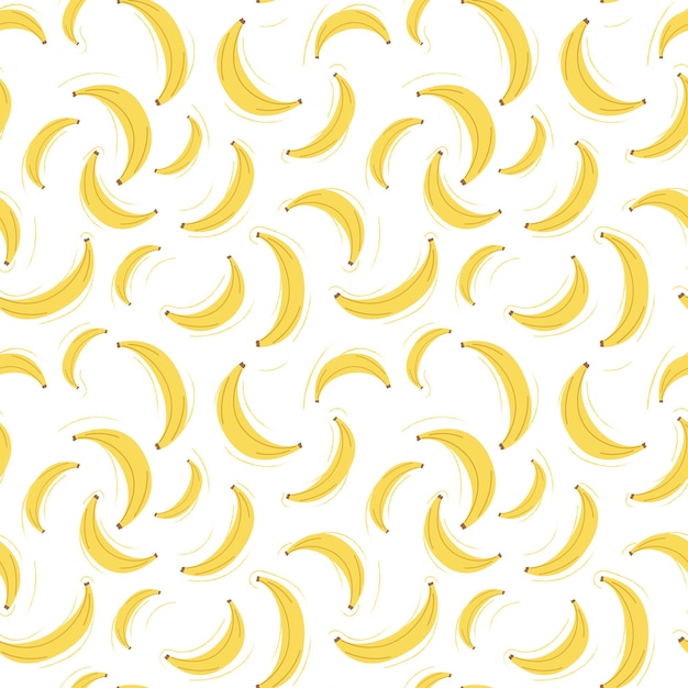 Vettore banana modello piatto vettoriale senza giunture linea gialla frutta elegante modello di frutta su sfondo bianco