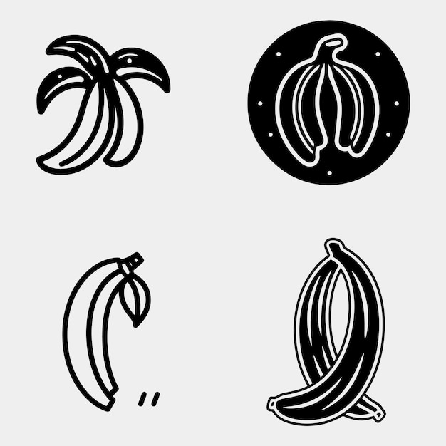 Banana set vector drawing Isolated hand drawn