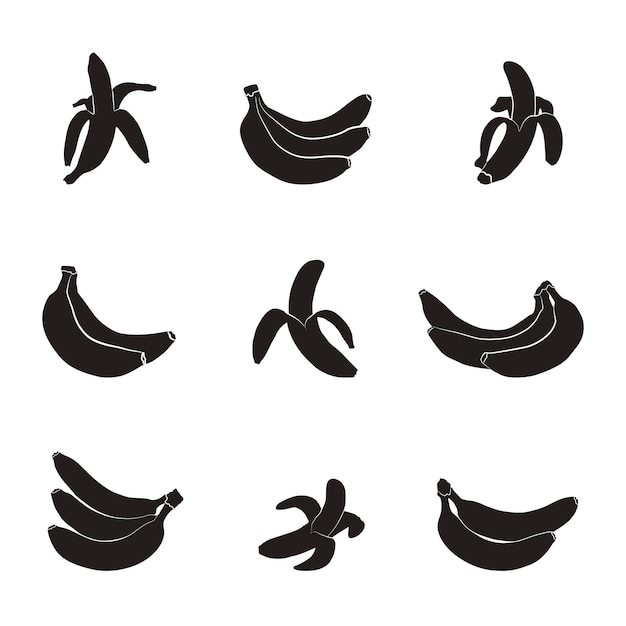 Banana silhouettes, Bananas silhouette collection.